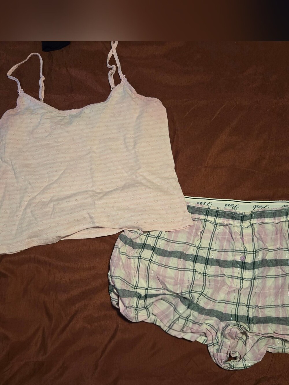 BOGO PINK Victoria's Secret Light Pink Tank and Pink Plaid Sleep Shorts